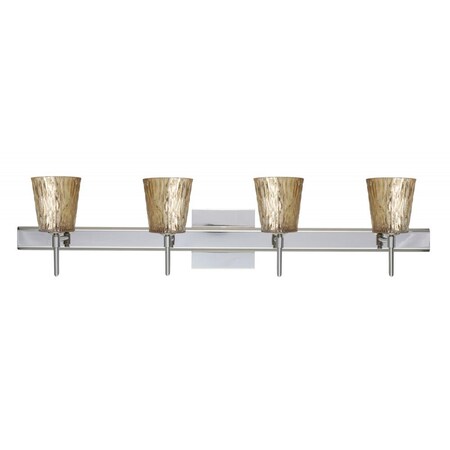 Besa Lighting Besa Wall With SQ Canopy Nico 4 Chrome Stone Gold Foil 4x5W LED 4SW-5125GF-LED-CR-SQ